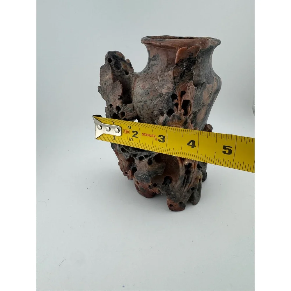 Vintage‎ 1930s Soapstone Vase Hand Carved Floral Helen Sig Tveit Home Decor